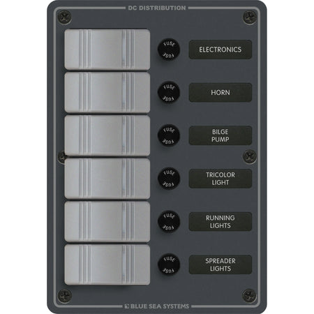 Blue Sea Systems Contura DC Switch Panel, Water Resistant, 12/24V DC, ON-OFF Switches, Slate Gray Finish — Quality Boat Parts