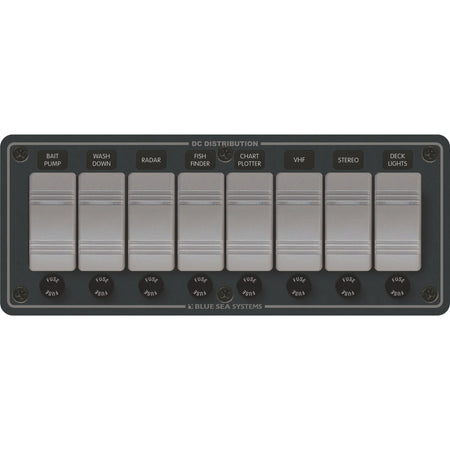 Blue Sea Systems Contura DC Switch Panel, Water Resistant, 12/24V DC, ON-OFF Switches, Slate Gray Finish — Quality Boat Parts