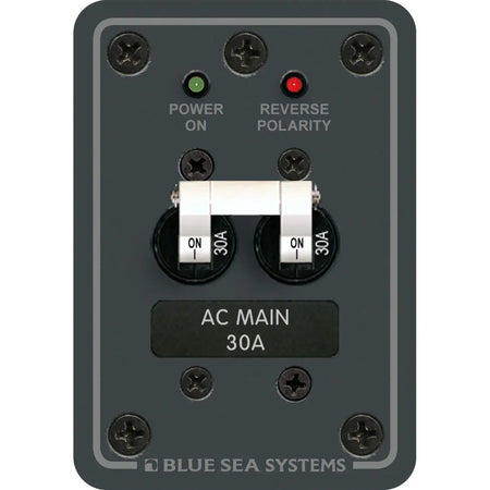 Blue Sea Systems AC Main Only Circuit Breaker Panel, 120V AC, Double Pole, White Toggle — Quality Boat Parts