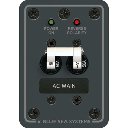 Blue Sea Systems AC Main Only Circuit Breaker Panel, 120V AC, Double Pole, White Toggle — Quality Boat Parts