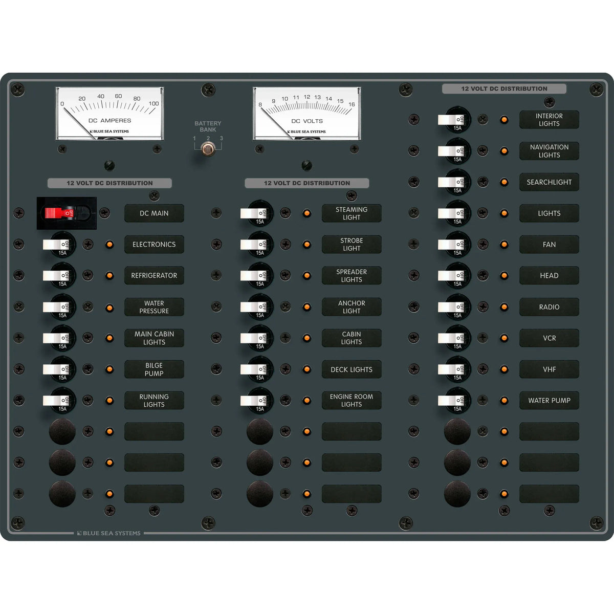 Blue Sea Systems DC Main Circuit Breaker Panel, 100A, White Toggle, Pre-Wired — Quality Boat Parts