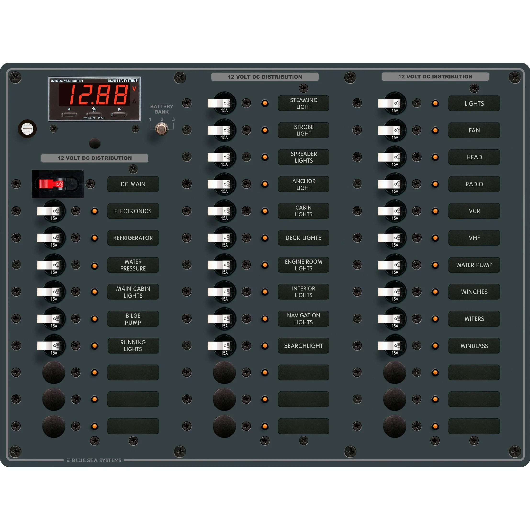 Blue Sea Systems DC Main Circuit Breaker Panel, 100A, White Toggle, Pre-Wired — Quality Boat Parts