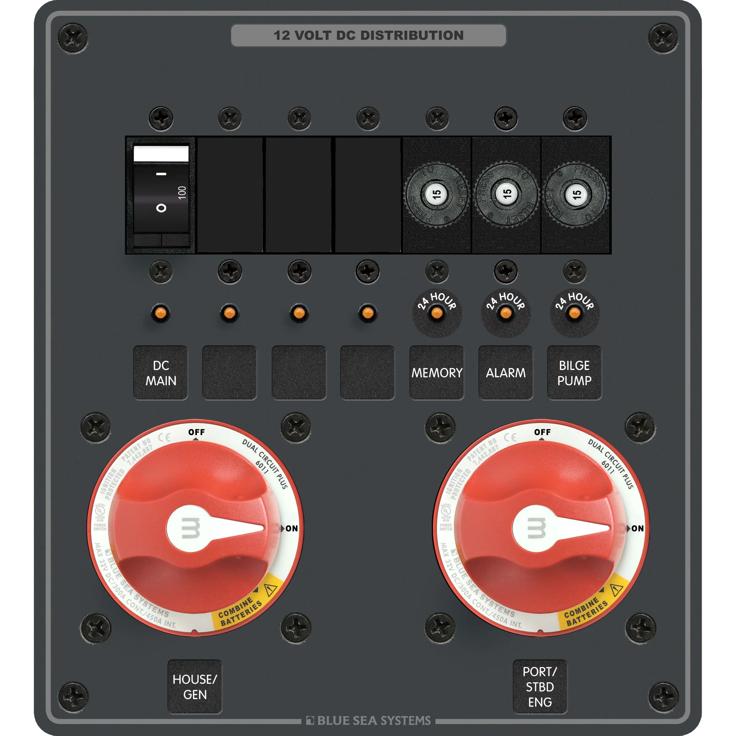Blue Sea Systems Triple Battery Bank Management Panel, 12/24V DC, 32V Max — Quality Boat Parts