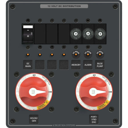 Blue Sea Systems Triple Battery Bank Management Panel, 12/24V DC, 32V Max — Quality Boat Parts