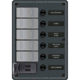 Blue Sea Systems Contura 5-Position Switch Panel with Dual USB Charger, 12/24V DC, 4.8A — Quality Boat Parts