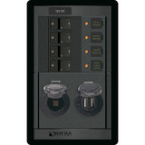 Blue Sea Systems 360 Panel DC Branch Circuit Breaker Panel, 12V, Dual USB 4.8A, 12V Dash Socket — Quality Boat Parts