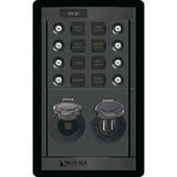 Blue Sea Systems 360 Panel DC Branch Circuit Breaker Panel, 12V, Dual USB 4.8A, 12V Dash Socket — Quality Boat Parts