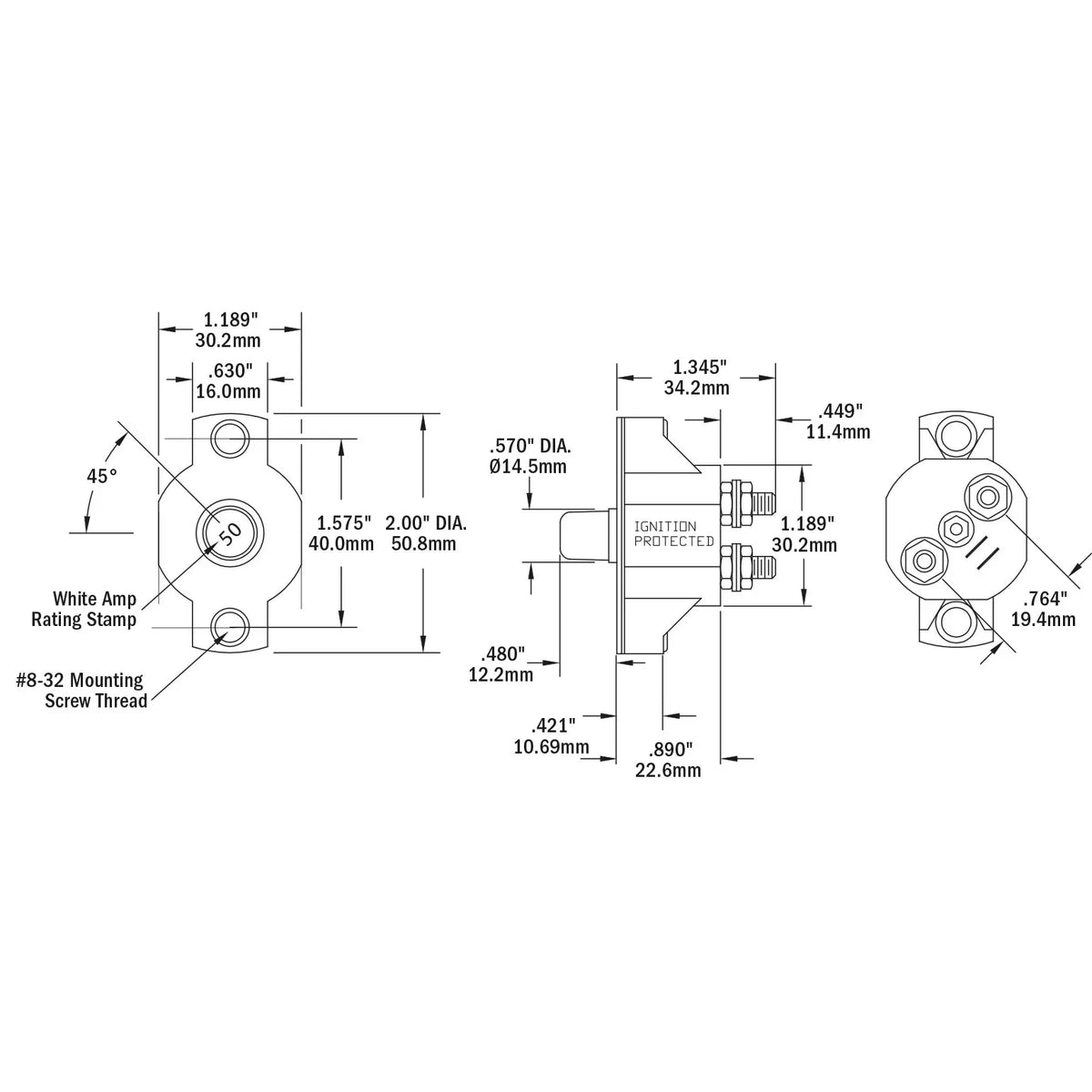 Blue Sea Systems Medium Duty Push Button Reset Only Circuit Breaker, 120V AC/32V DC, Thermal Trip — Quality Boat Parts