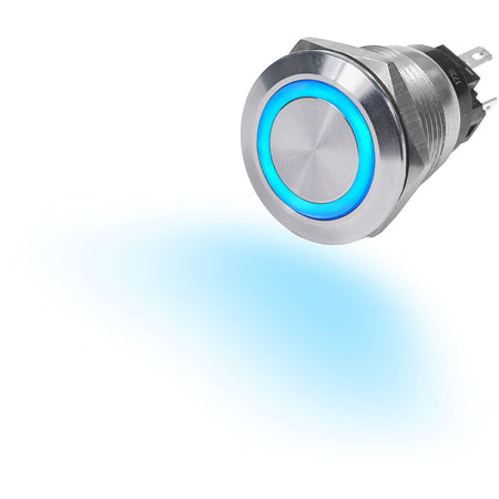 Blue Sea Systems Push Button LED Ring Switch, 10A, 12V DC, IP67, SPDT/SPST — Quality Boat Parts