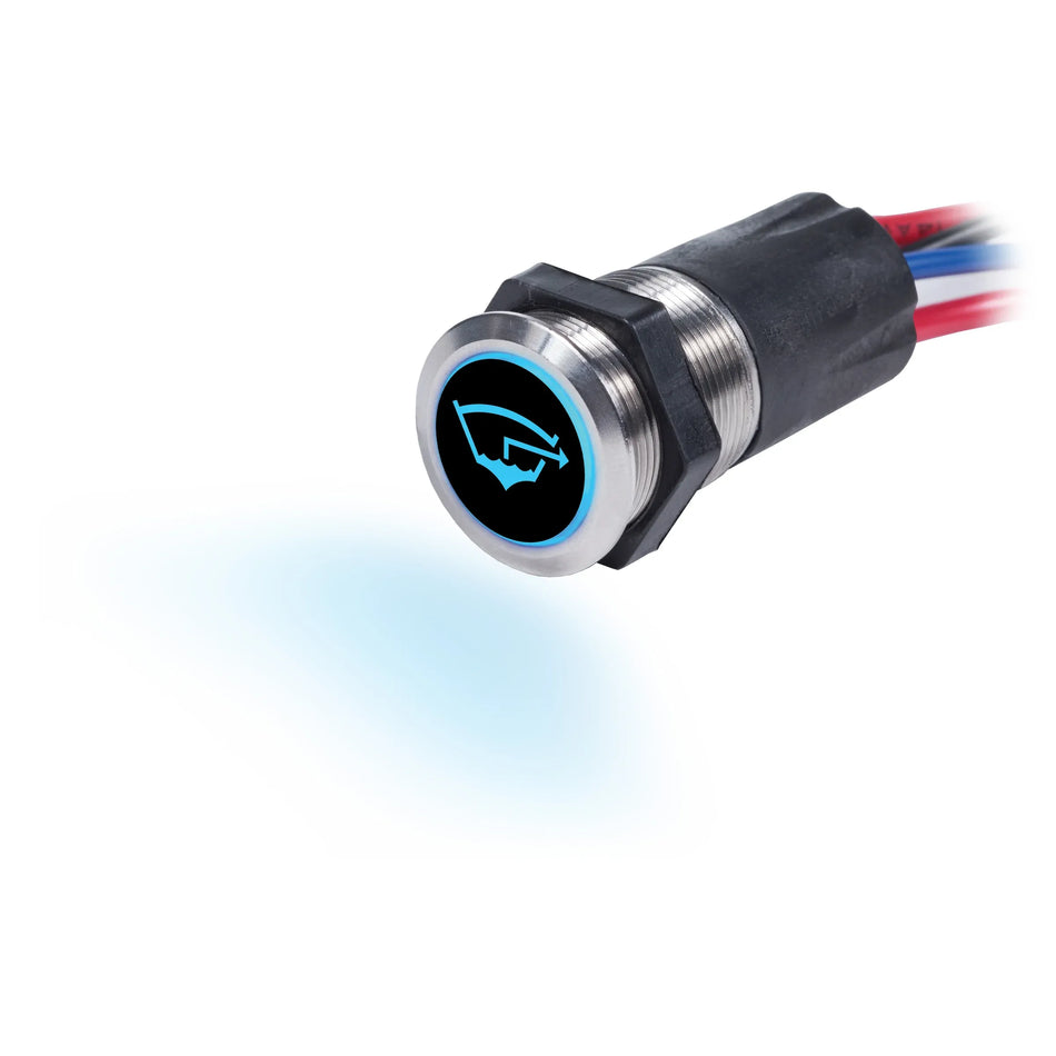 Blue Sea Systems Backlit Push Button Switch, 15A, 12V DC, IP67, 7/8 in Mounting Hole, Blue/Red Backlight — Quality Boat Parts