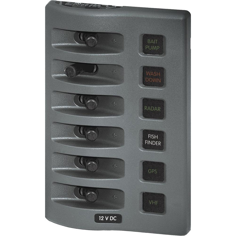 Blue Sea Systems WeatherDeck Waterproof Fuse Panel, 12V DC, IP67, ATO/ATC, Gray Panel — Quality Boat Parts