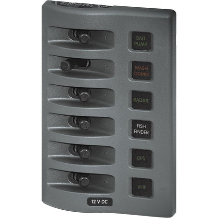 Blue Sea Systems WeatherDeck Waterproof Fuse Panel, 12V DC, IP67, ATO/ATC, Gray Panel — Quality Boat Parts