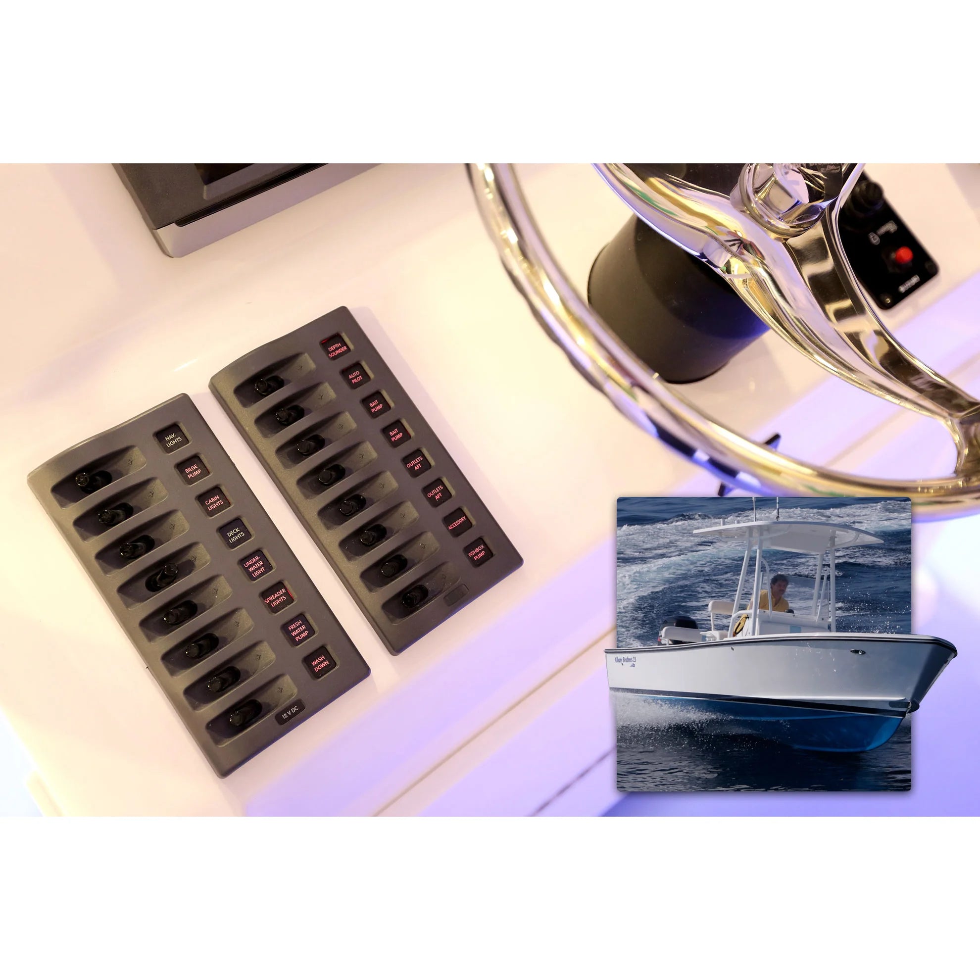 Blue Sea Systems WeatherDeck Waterproof Fuse Panel, 12V DC, IP67, ATO/ATC, Gray Panel — Quality Boat Parts