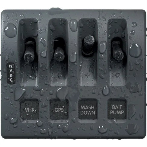 Blue Sea Systems WeatherDeck Waterproof Switch Only Panel, 12V/24V DC, IP67, 15A per Circuit — Quality Boat Parts
