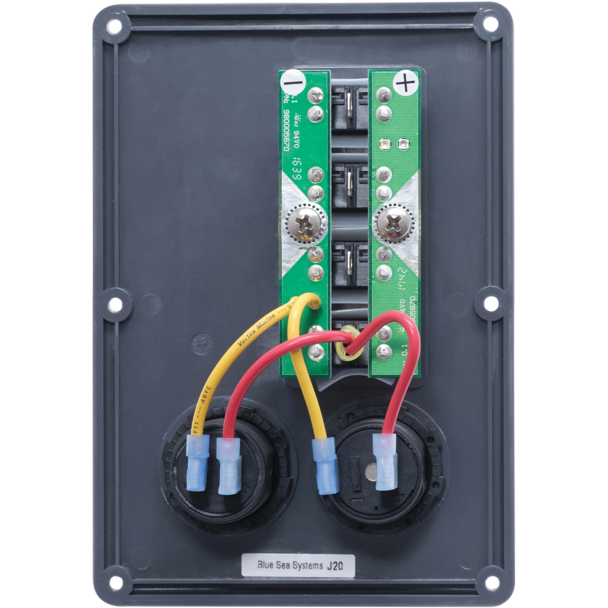 Blue Sea Systems Water-Resistant Circuit Breaker Switch Panel, 12V DC, Illuminated 15A Breakers, Exposed Mount — Quality Boat Parts