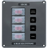 Blue Sea Systems Water-Resistant Circuit Breaker Switch Panel, 12V DC, Illuminated 15A Breakers, Exposed Mount — Quality Boat Parts
