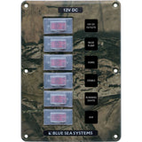 Blue Sea Systems Water-Resistant Circuit Breaker Switch Panel, 12V DC, Illuminated 15A Breakers, Exposed Mount — Quality Boat Parts