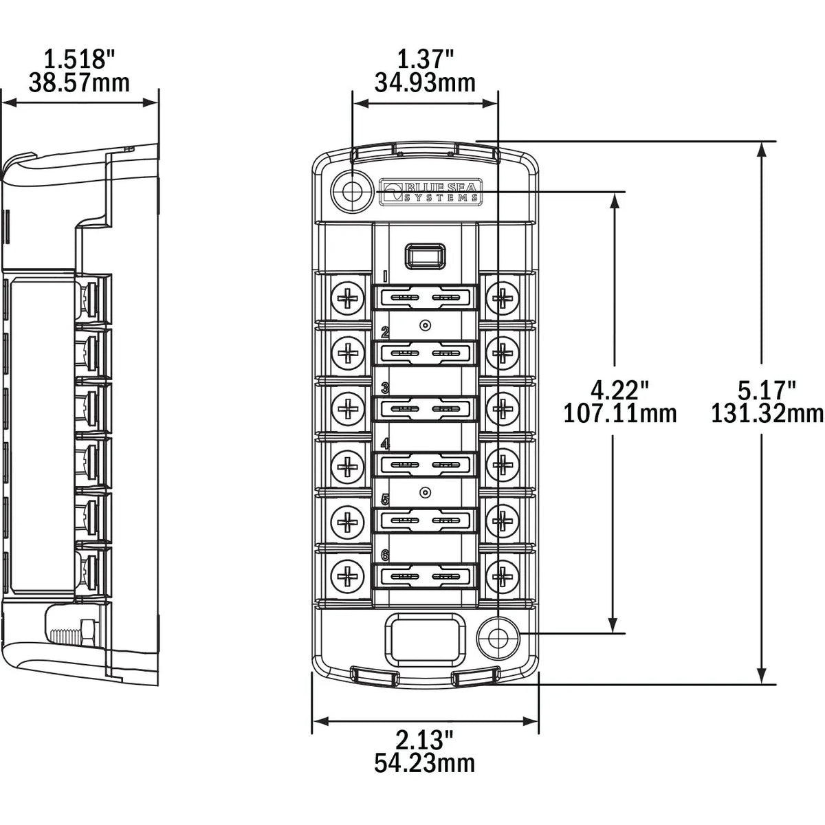 Blue Sea Systems ST Blade Fuse Block, 6 Independent Circuits, 32V DC, ATO/ATC — Quality Boat Parts
