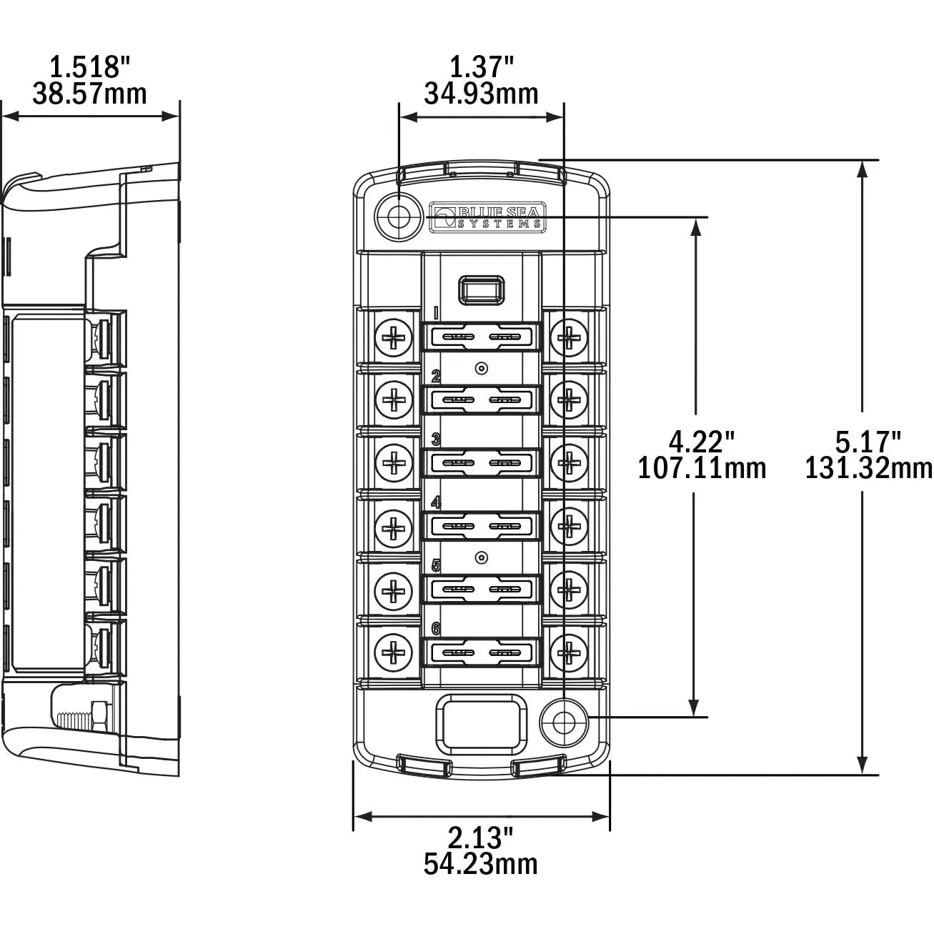 Blue Sea Systems ST Blade Fuse Block, 6 Independent Circuits, 32V DC, ATO/ATC — Quality Boat Parts