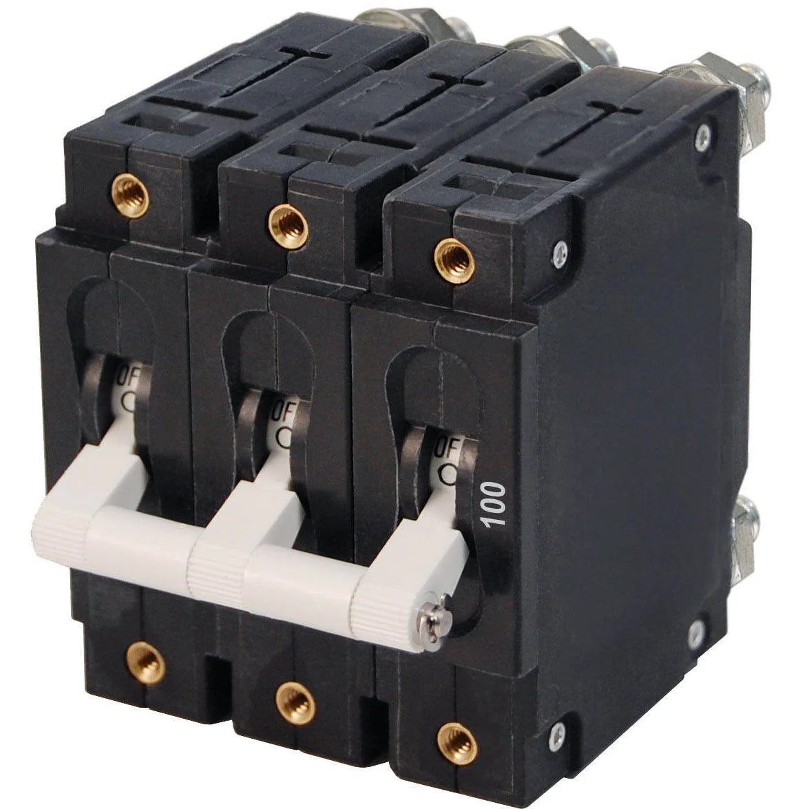 Blue Sea Systems C-Series Toggle Circuit Breaker, Triple Pole, 120/240V AC, 80V DC, White Actuator — Quality Boat Parts