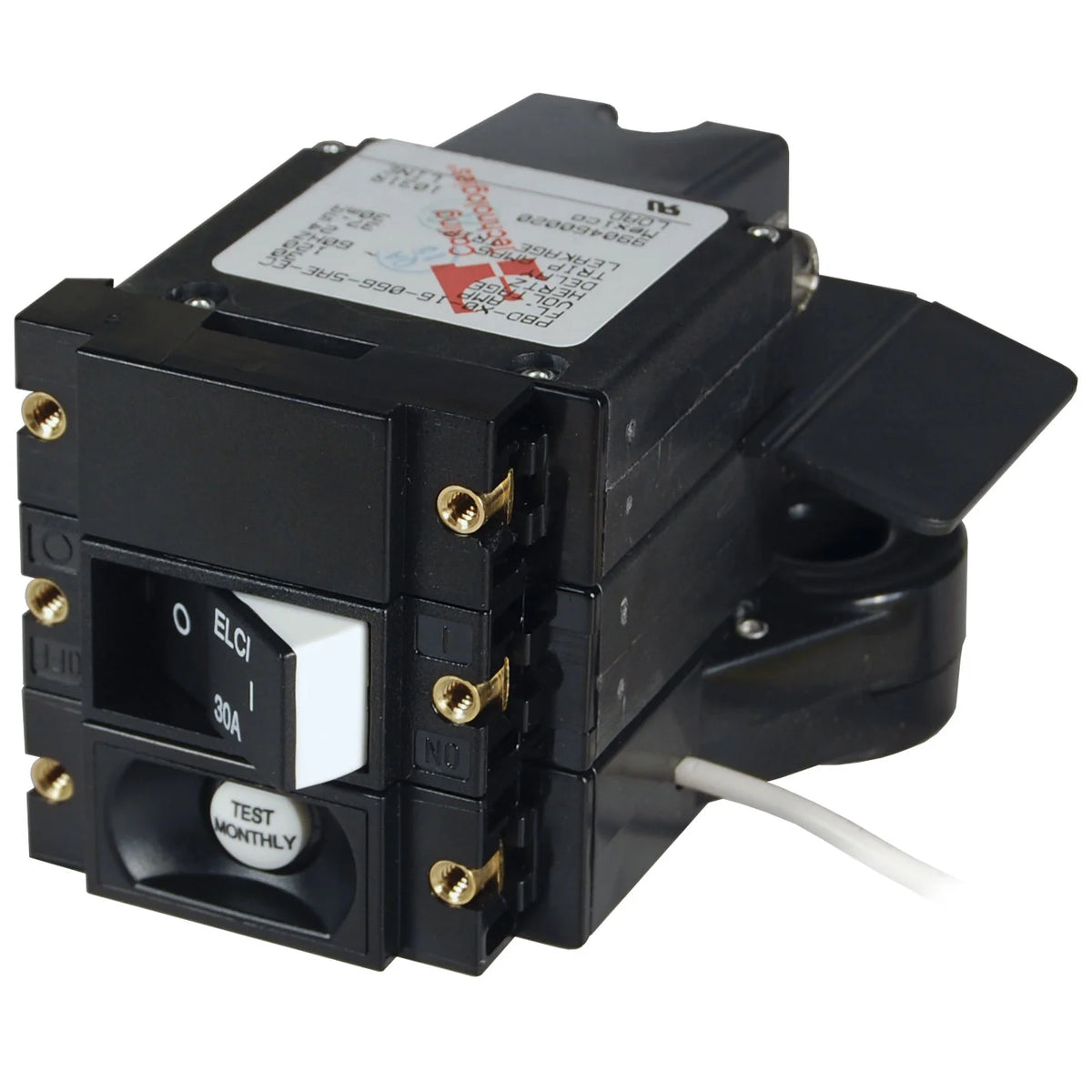 Blue Sea Systems Residual Current Circuit Breaker, Flat Rocker, Magnetic Hydraulic, Front Panel Mount — Quality Boat Parts