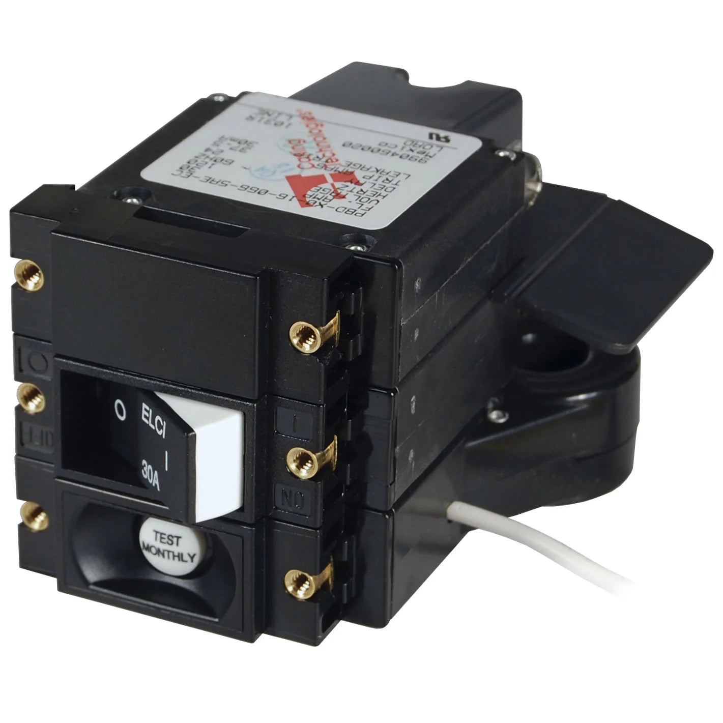 Blue Sea Systems Residual Current Circuit Breaker, Flat Rocker, Magnetic Hydraulic, Front Panel Mount — Quality Boat Parts