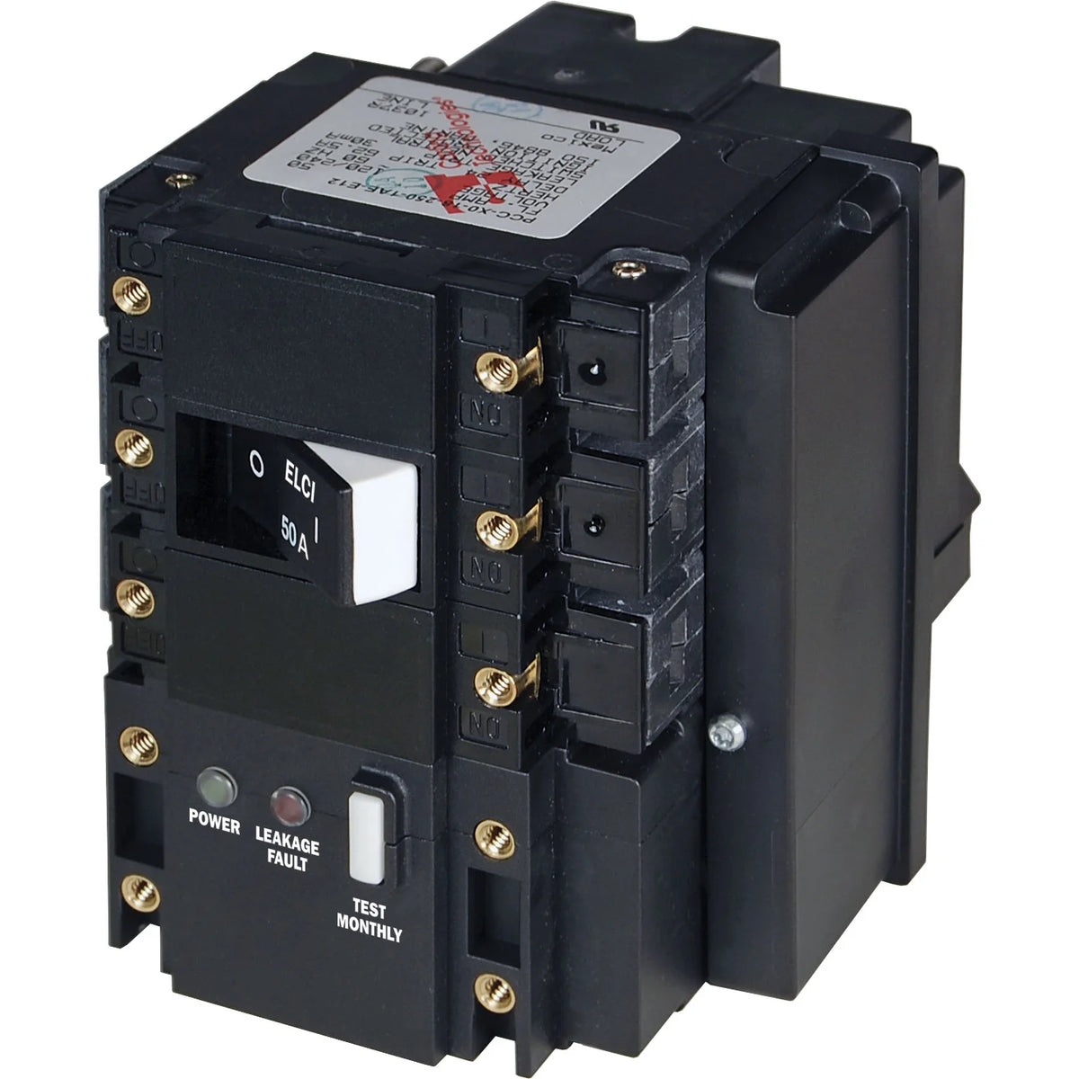 Blue Sea Systems Residual Current Circuit Breaker, Flat Rocker, Magnetic Hydraulic, Front Panel Mount — Quality Boat Parts