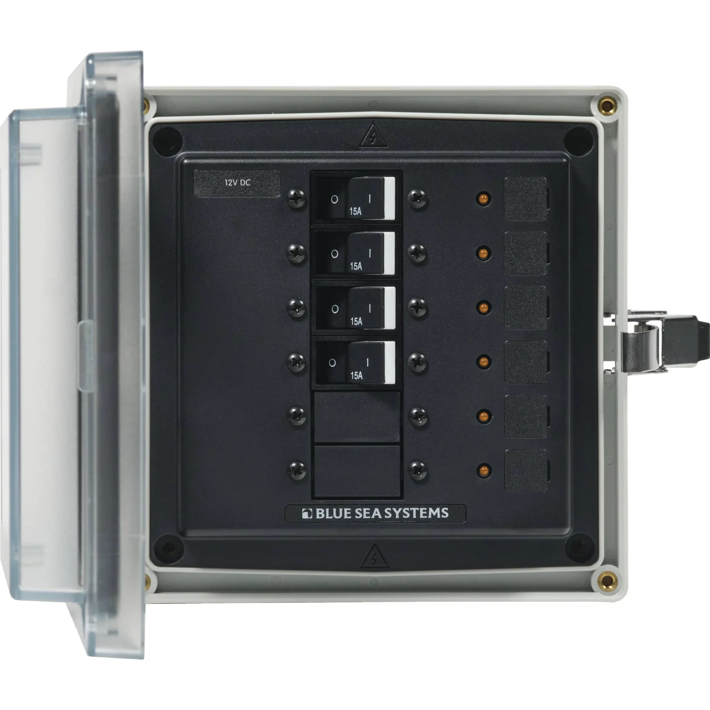 Blue Sea Systems SMS Surface Mount System Panel Enclosure, IP66, Glass-Filled Polycarbonate, Clear Cover, 6 x 6 x 4 in — Quality Boat Parts