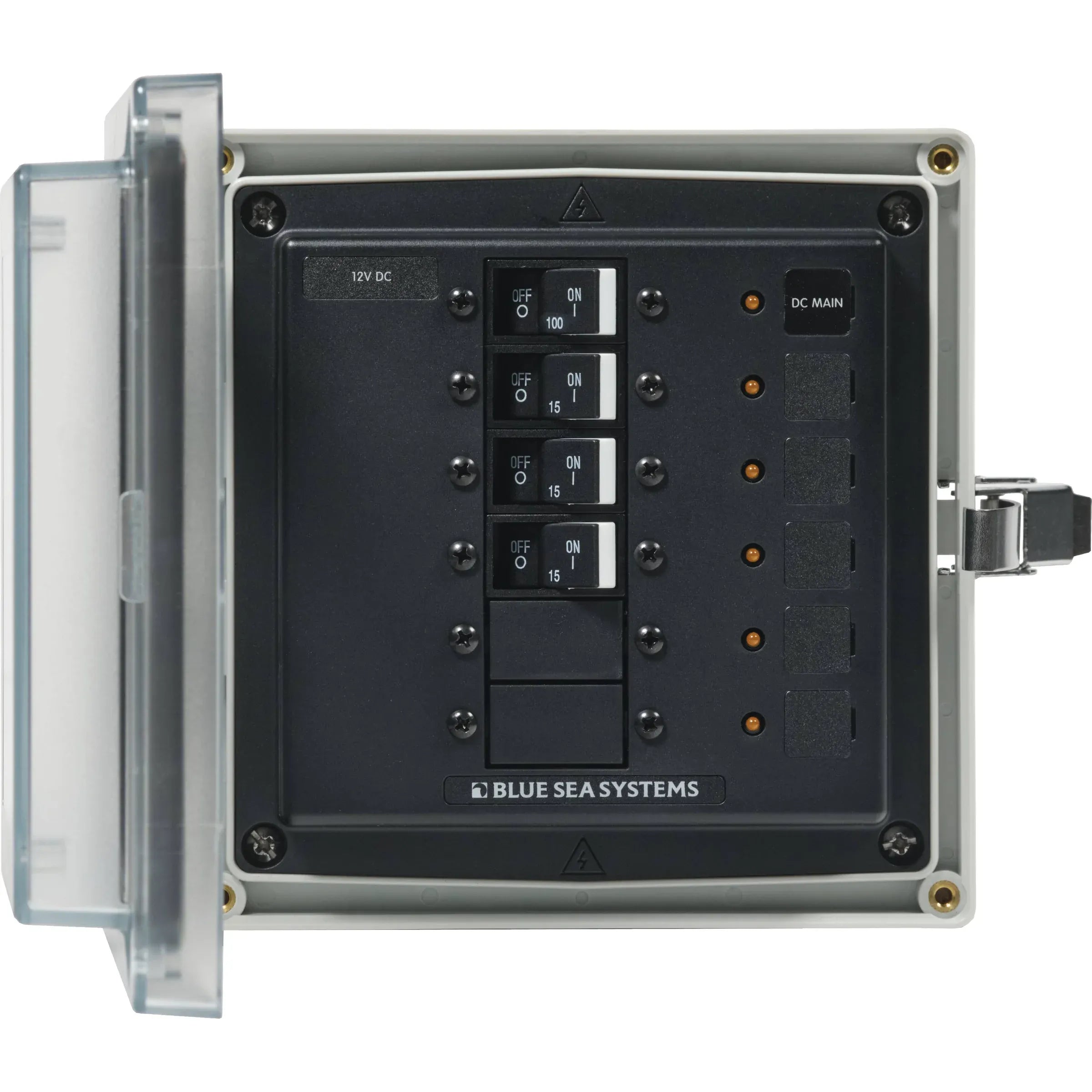 Blue Sea Systems SMS Surface Mount System Panel Enclosure, IP66, Glass-Filled Polycarbonate, Clear Cover, 6 x 6 x 4 in — Quality Boat Parts