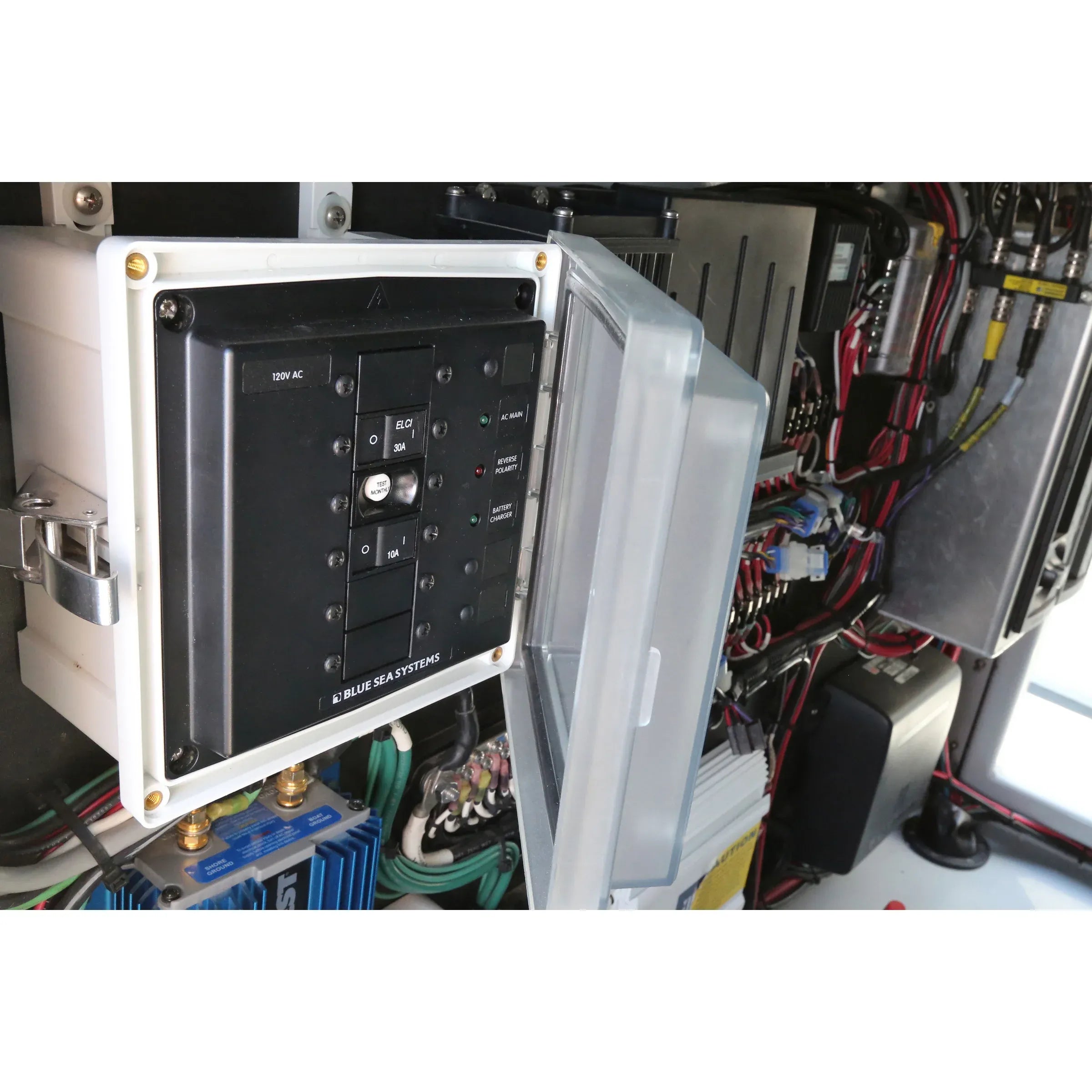 Blue Sea Systems SMS Surface Mount System Panel Enclosure, IP66, Glass-Filled Polycarbonate, Clear Cover, 6 x 6 x 4 in — Quality Boat Parts