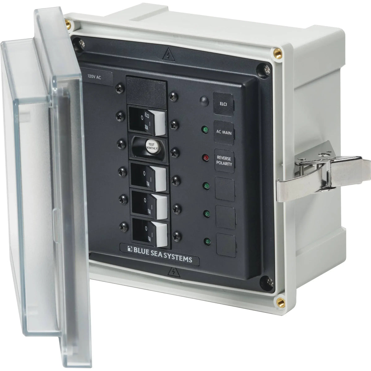 Blue Sea Systems SMS Surface Mount System Panel Enclosure, IP66, Glass-Filled Polycarbonate, Clear Cover, 6 x 6 x 4 in — Quality Boat Parts