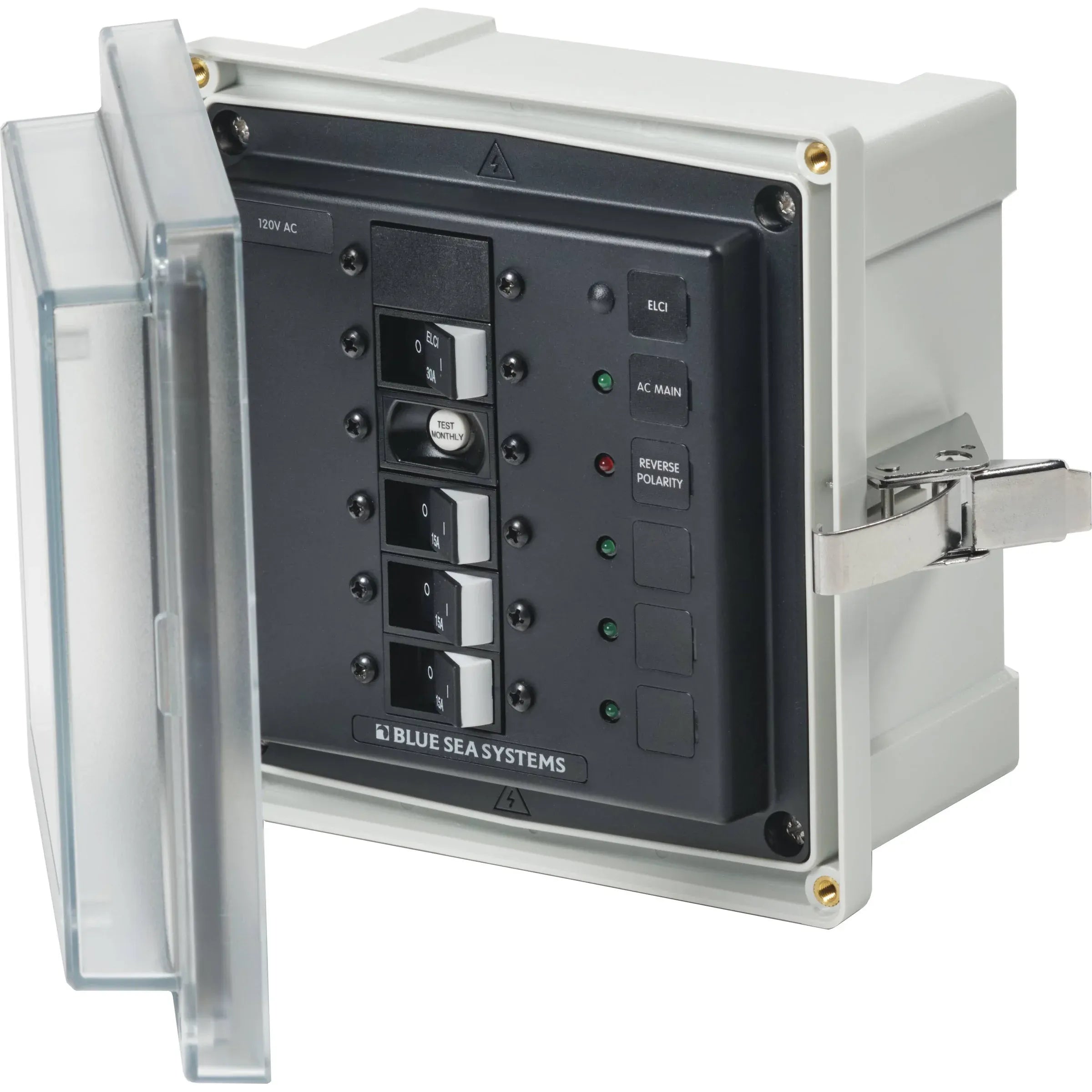 Blue Sea Systems SMS Surface Mount System Panel Enclosure, IP66, Glass-Filled Polycarbonate, Clear Cover, 6 x 6 x 4 in — Quality Boat Parts