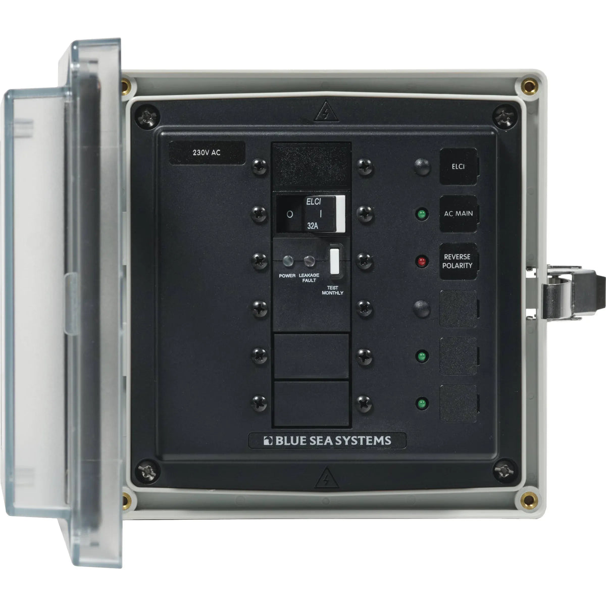 Blue Sea Systems SMS Surface Mount System Panel Enclosure, IP66, Glass-Filled Polycarbonate, Clear Cover, 6 x 6 x 4 in — Quality Boat Parts