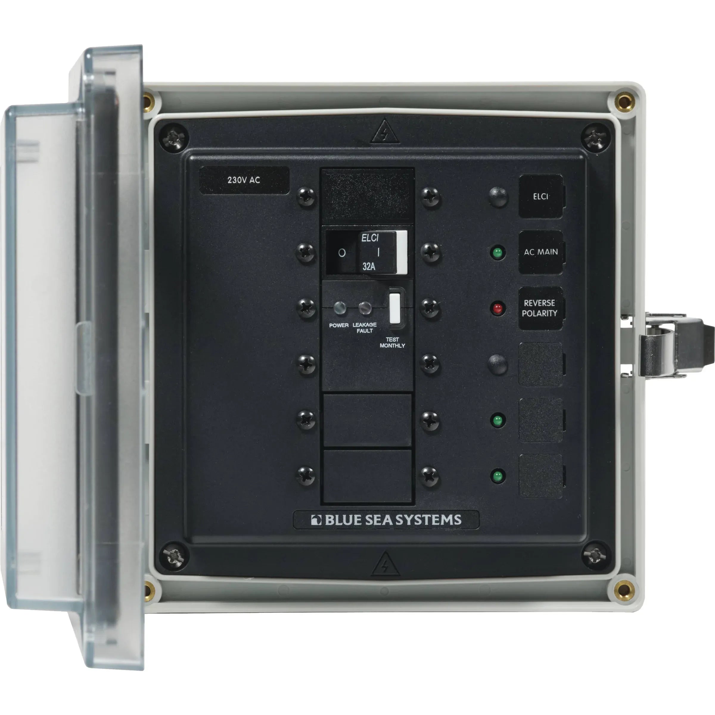 Blue Sea Systems SMS Surface Mount System Panel Enclosure, IP66, Glass-Filled Polycarbonate, Clear Cover, 6 x 6 x 4 in — Quality Boat Parts