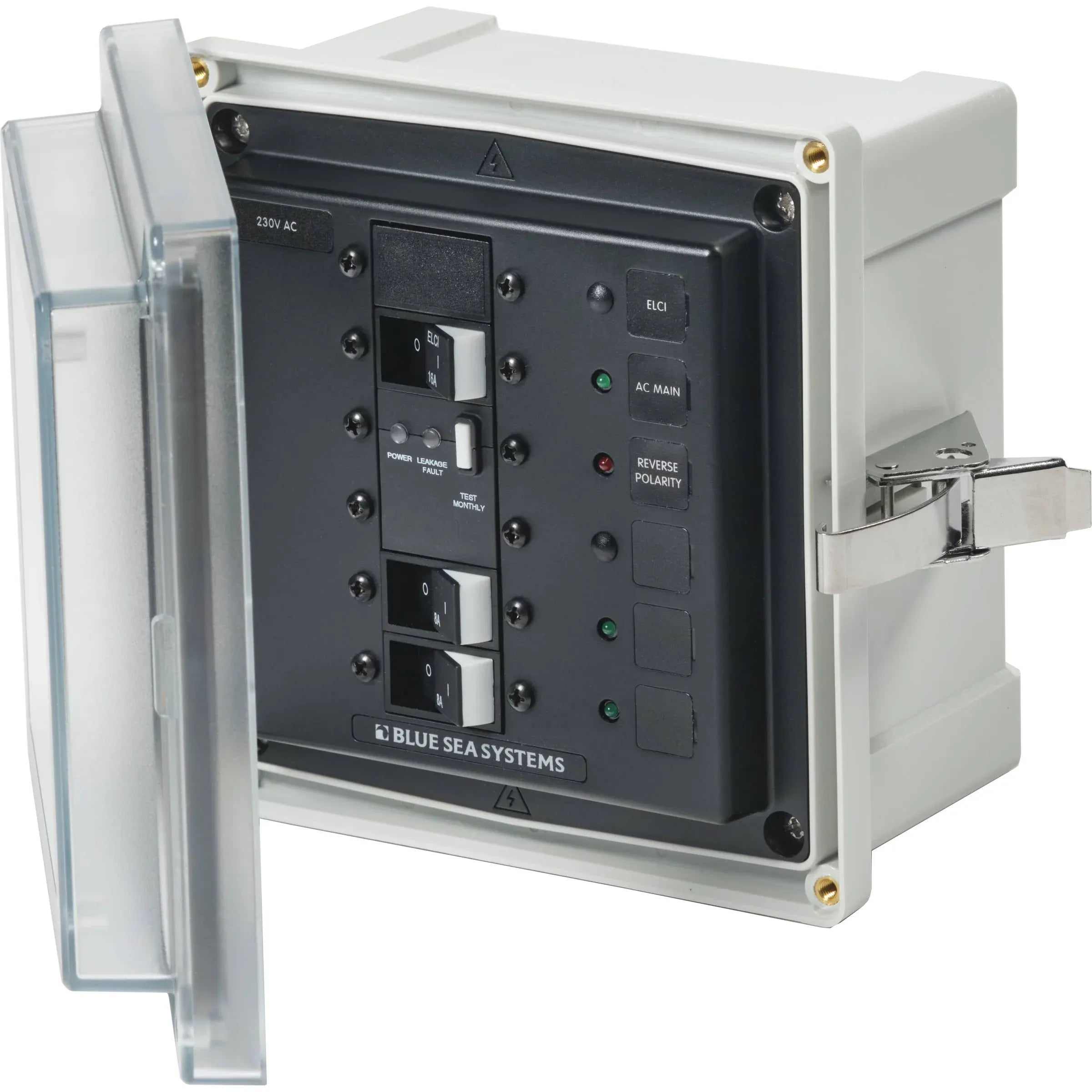 Blue Sea Systems SMS Surface Mount System Panel Enclosure, IP66, Glass-Filled Polycarbonate, Clear Cover, 6 x 6 x 4 in — Quality Boat Parts