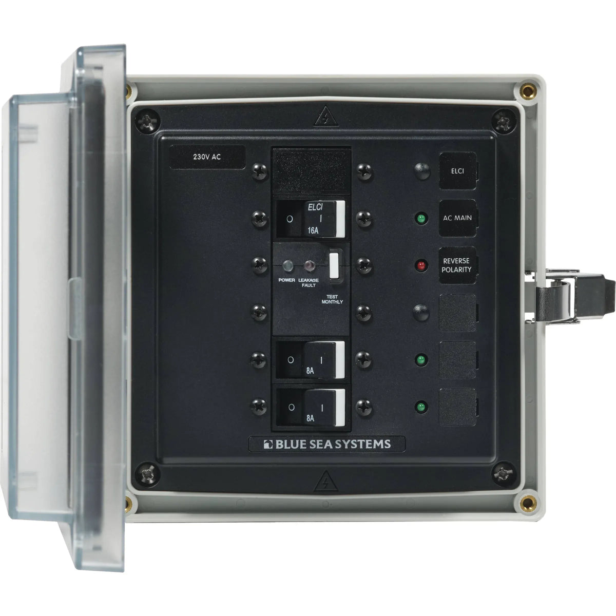 Blue Sea Systems SMS Surface Mount System Panel Enclosure, IP66, Glass-Filled Polycarbonate, Clear Cover, 6 x 6 x 4 in — Quality Boat Parts