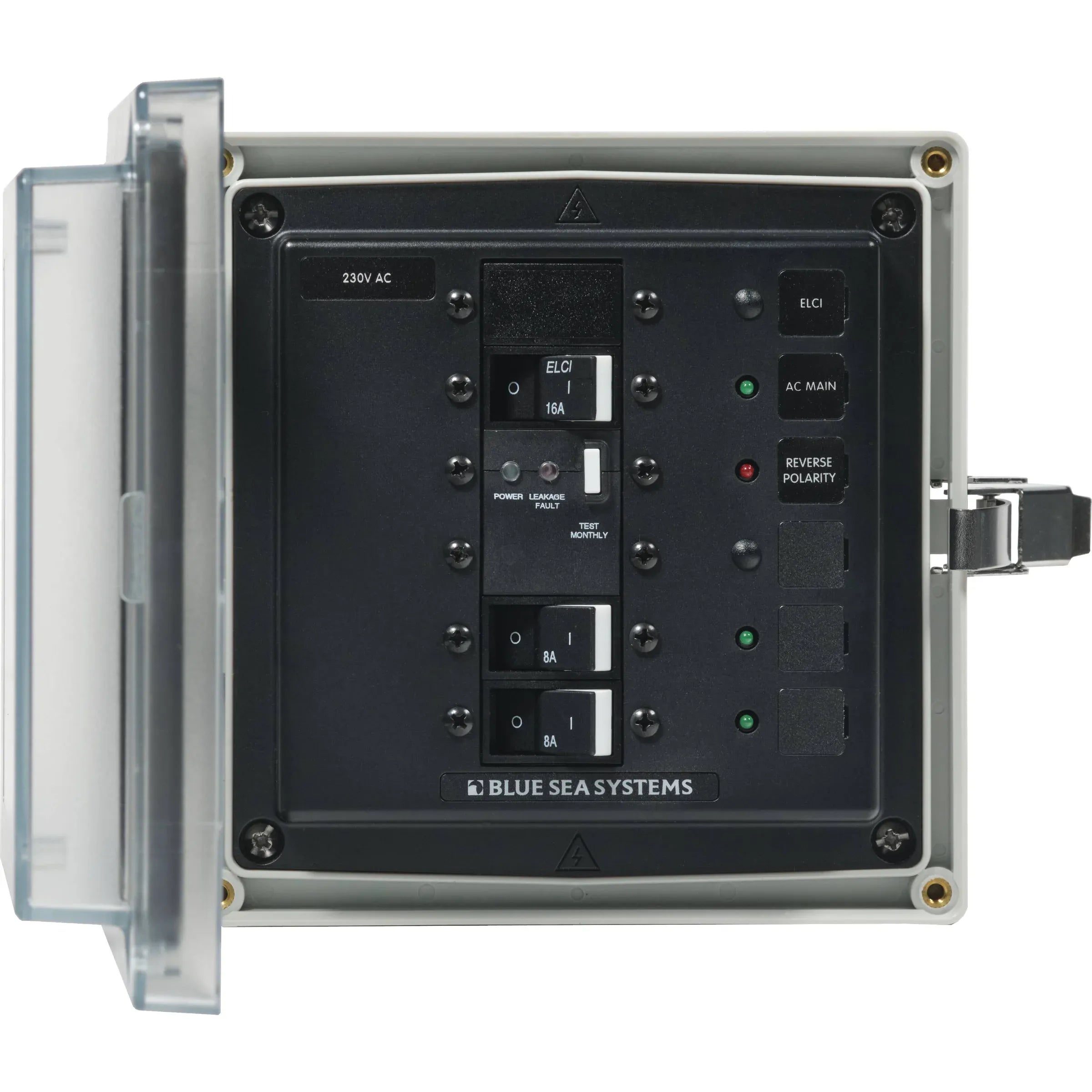 Blue Sea Systems SMS Surface Mount System Panel Enclosure, IP66, Glass-Filled Polycarbonate, Clear Cover, 6 x 6 x 4 in — Quality Boat Parts