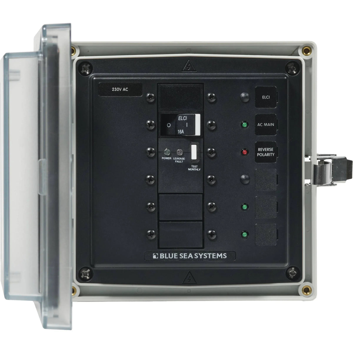 Blue Sea Systems SMS Surface Mount System Panel Enclosure, IP66, Glass-Filled Polycarbonate, Clear Cover, 6 x 6 x 4 in — Quality Boat Parts