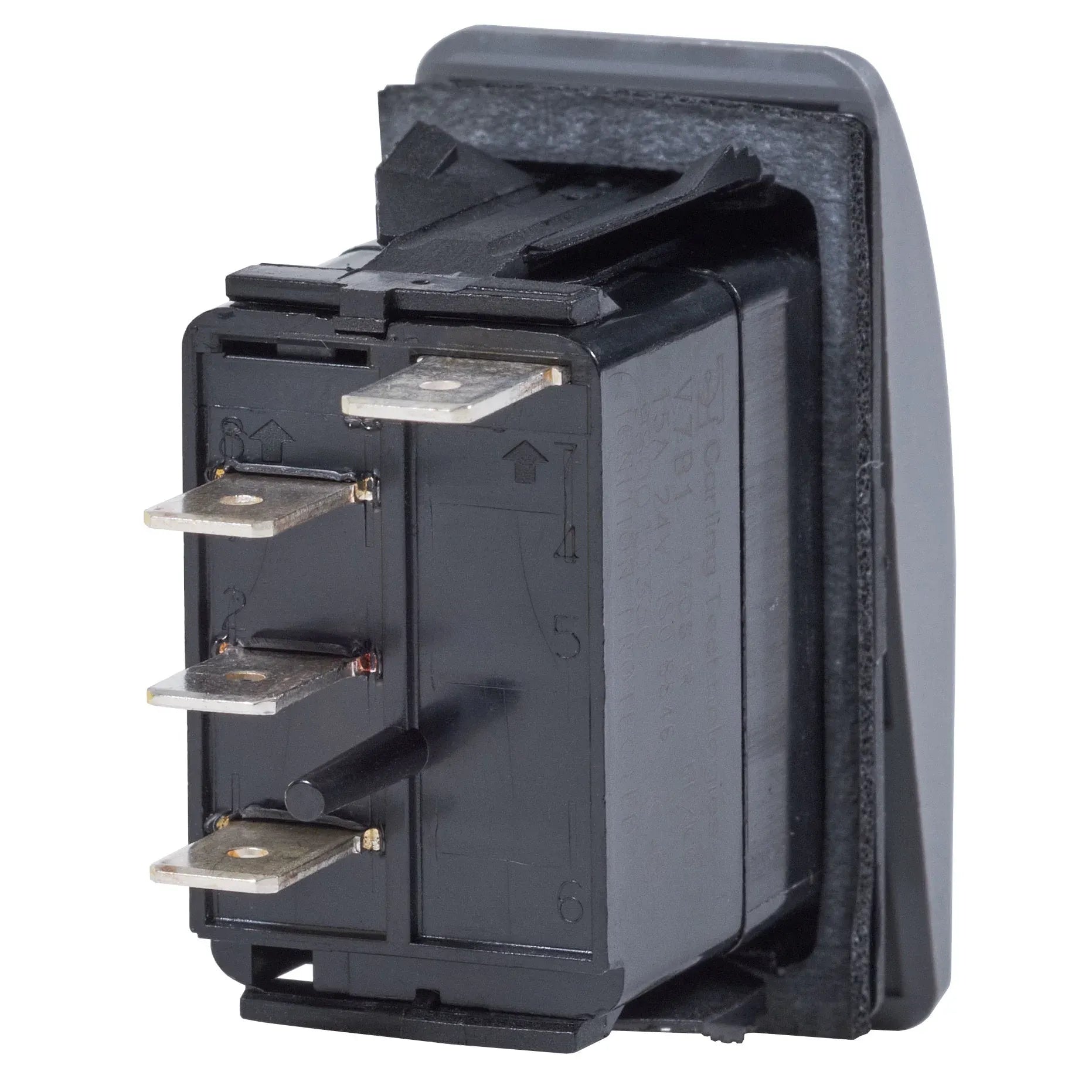 Blue Sea Systems Contura II Rocker Switch, Black Actuator, 20A @ 12V, 15A @ 24V — Quality Boat Parts
