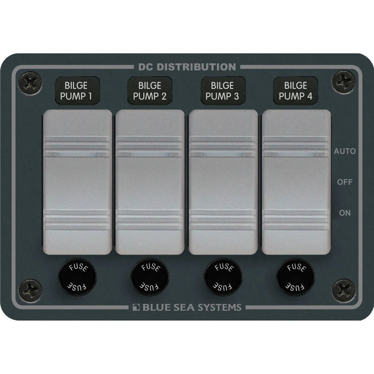 Blue Sea Systems Contura Bilge Pump Control DC Panel, 12/24V, Water-Resistant, 45A, 15A AGC Fuses — Quality Boat Parts