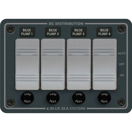 Blue Sea Systems Contura Bilge Pump Control DC Panel, 12/24V, Water-Resistant, 45A, 15A AGC Fuses — Quality Boat Parts