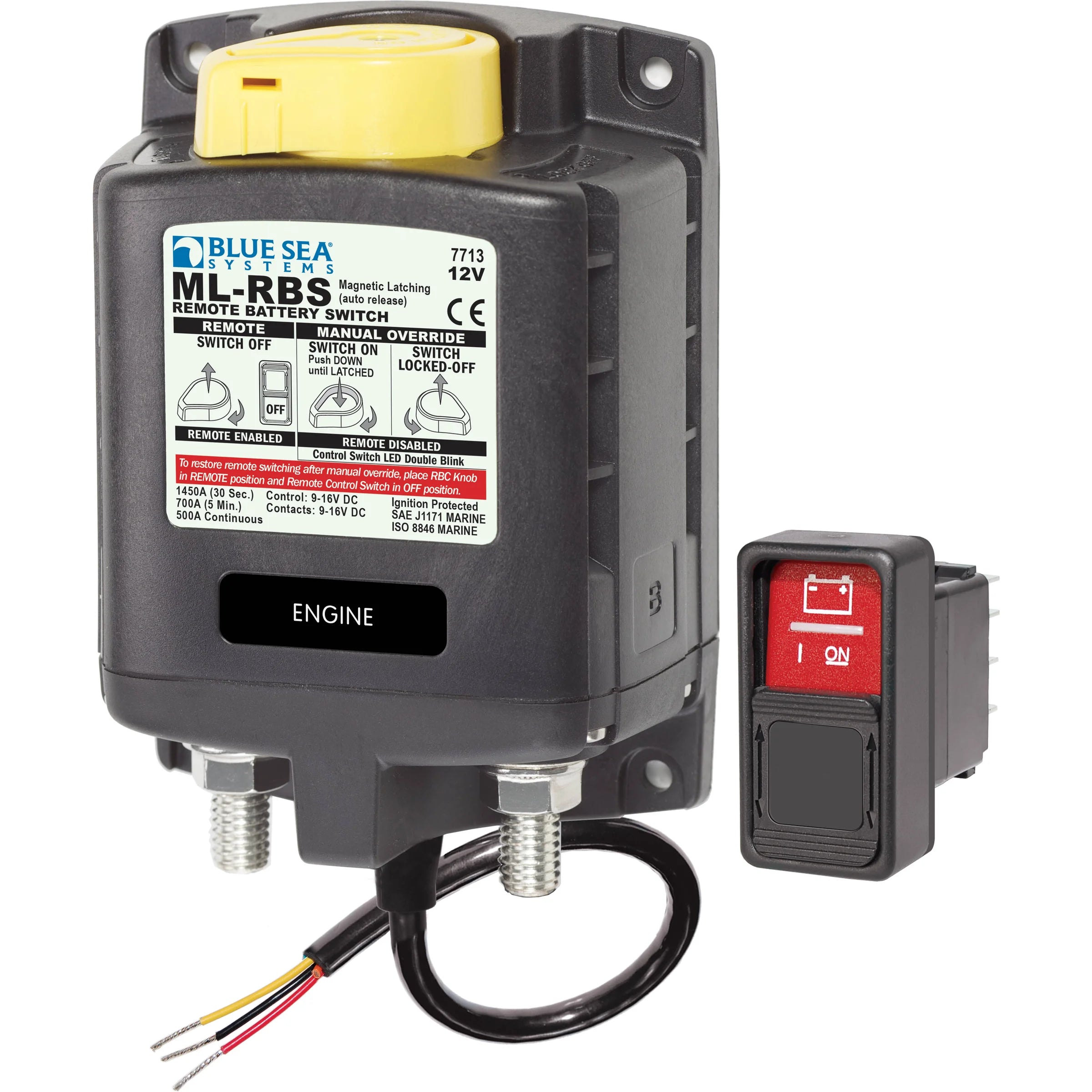 Blue Sea Systems ML-RBS Remote Battery Switch, 500A, Manual Control, Auto-Release — Quality Boat Parts
