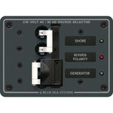 Blue Sea Systems AC Toggle Source Selector Panel, European, 230V AC, 2 Sources — Quality Boat Parts