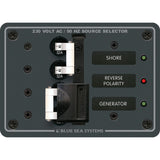 Blue Sea Systems AC Toggle Source Selector Panel, European, 230V AC, 2 Sources — Quality Boat Parts