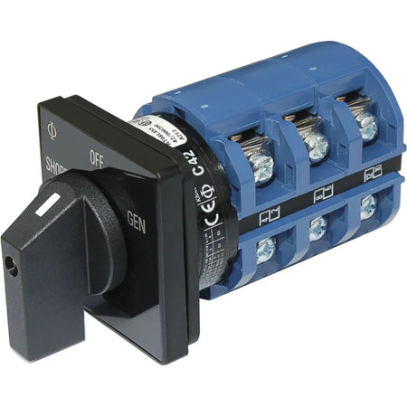 Blue Sea Systems AC Rotary Source Selector Switch, 240V AC, 65A, 3-Pole, Single Output — Quality Boat Parts