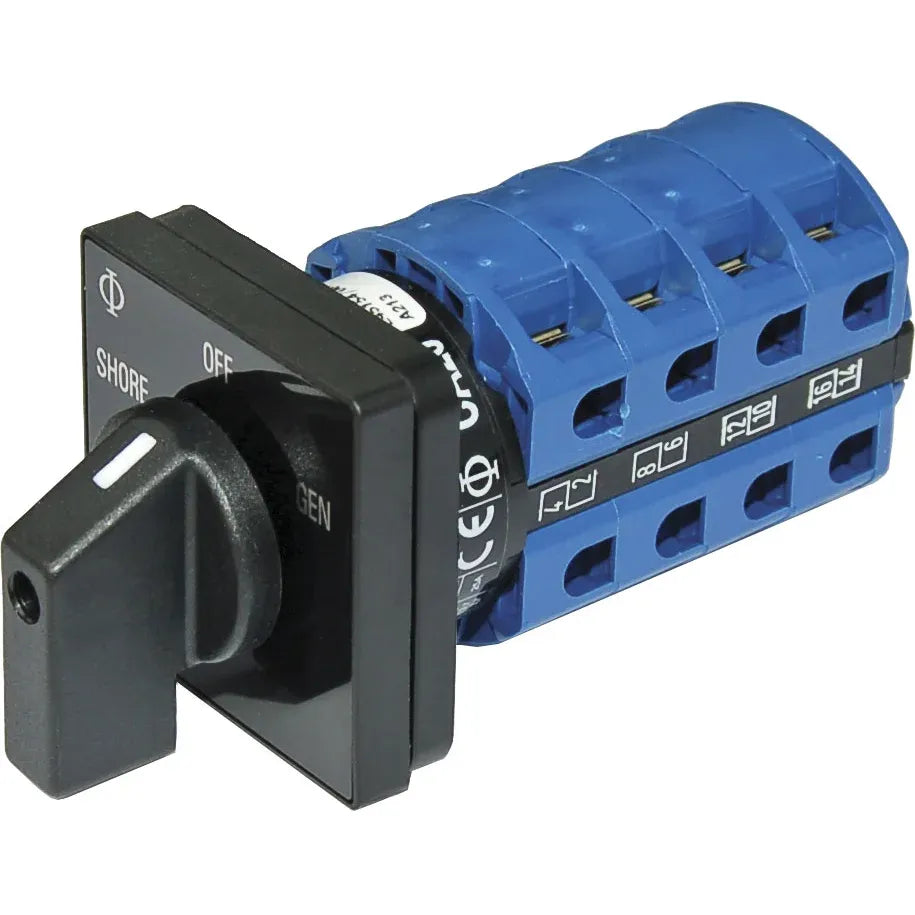 Blue Sea Systems AC Source Selector Rotary Switch, 4-Pole, 2 + OFF Positions, Dual Output, 600V AC Max — Quality Boat Parts