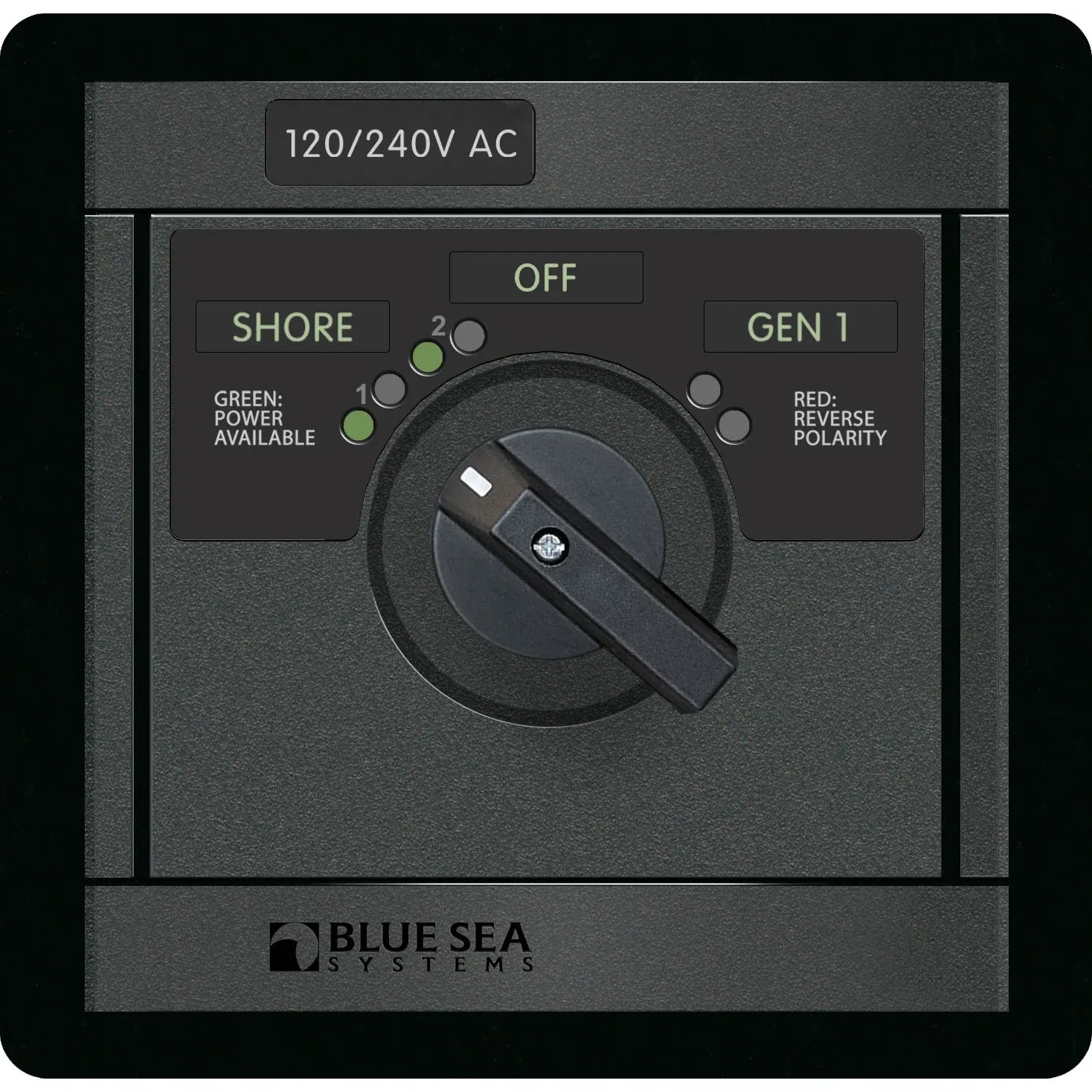 Blue Sea Systems 360 AC Source Selector Rotary Switch Panel, 120/240V AC, 2 Sources — Quality Boat Parts