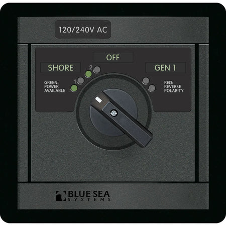 Blue Sea Systems 360 AC Source Selector Rotary Switch Panel, 120/240V AC, 2 Sources — Quality Boat Parts