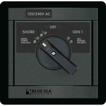 Blue Sea Systems 360 AC Source Selector Rotary Switch Panel, 120/240V AC, 2 Sources — Quality Boat Parts