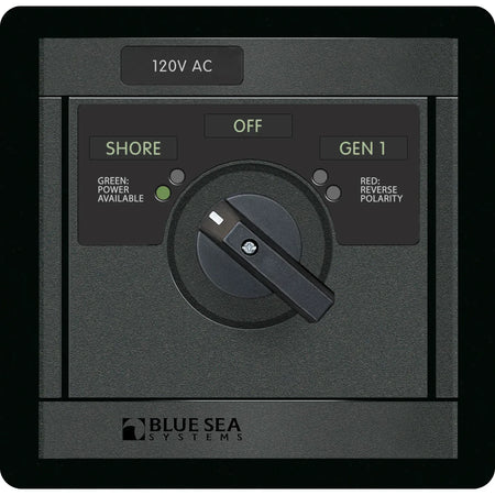Blue Sea Systems 360 Panel AC Rotary Source Selector Module, Single Output, Red Reverse Polarity LEDs, Green Power Available LEDs — Quality Boat Parts
